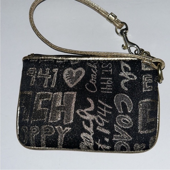 Coach Poppy Gold & Black Wristlet Wallet - Picture 2 of 5